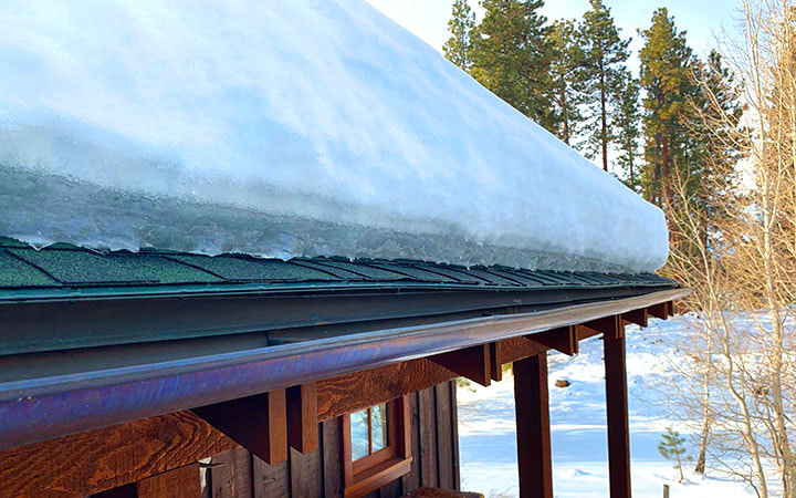 Detail of heated edges of roof and gutters.